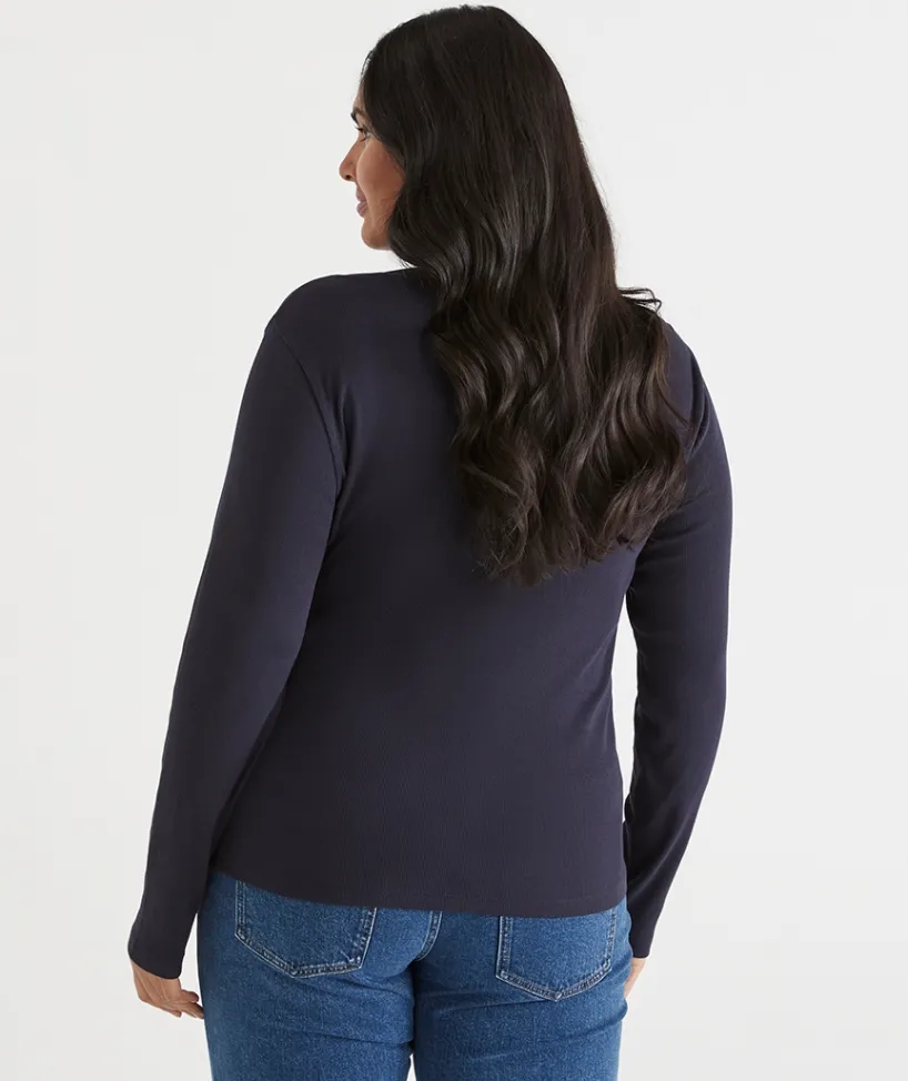 Sussan Tops|T-Shirts>Rib Long Sleeve Tee