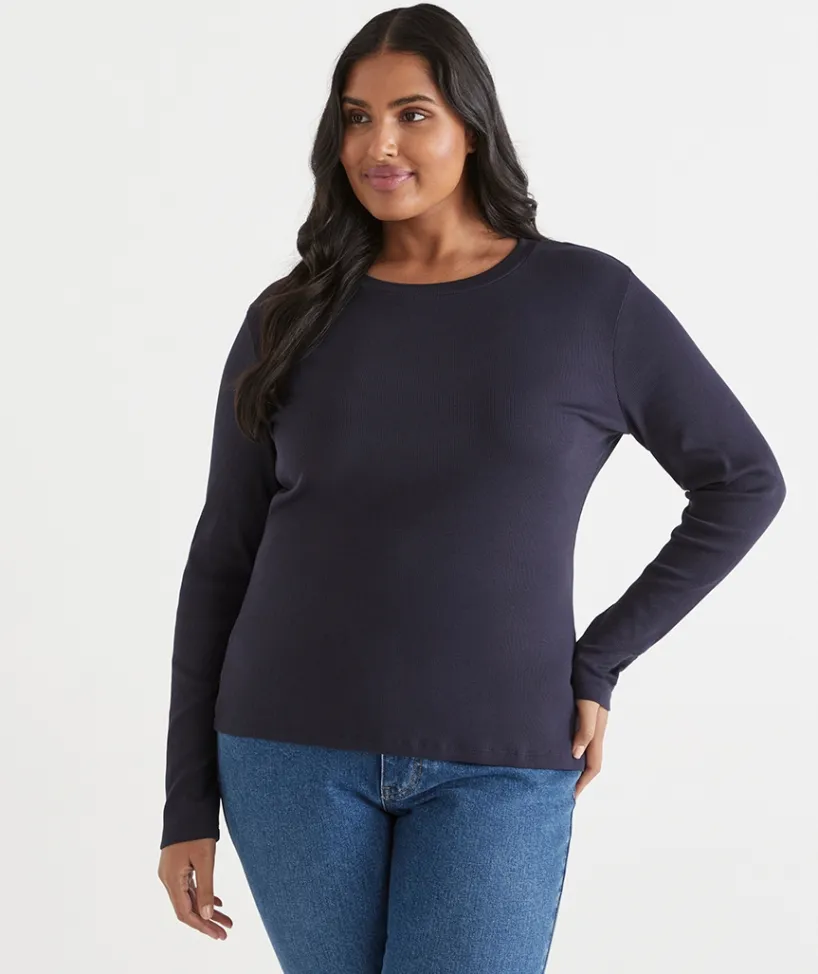 Sussan Tops|T-Shirts>Rib Long Sleeve Tee