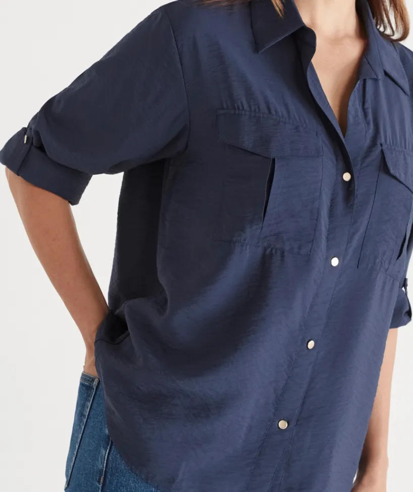 Sussan Tops|Shirts & Blouses>Roll Tab Sleeve Shirt