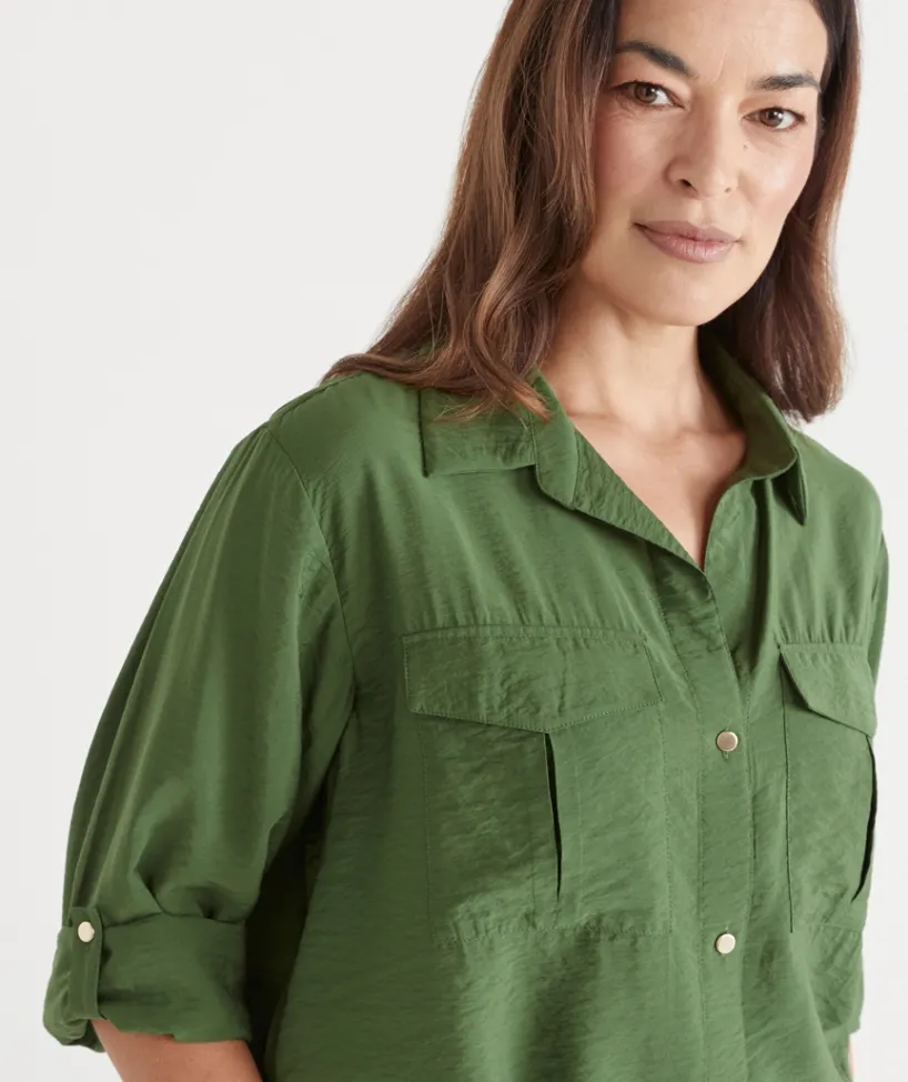 Sussan Tops|Shirts & Blouses>Roll Tab Sleeve Shirt