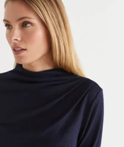 Sussan Tops>Ruched Long Sleeve Top - INK