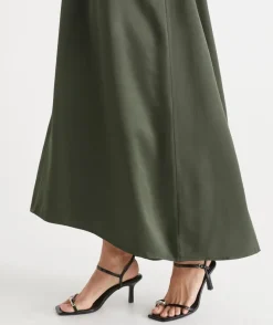 Sussan Dresses>Satin Sleeveless Column Maxi Dress KALE