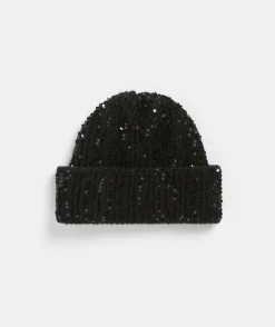 Sussan Knit Accessories|Hats>Sequin Knit Beanie - BLACK