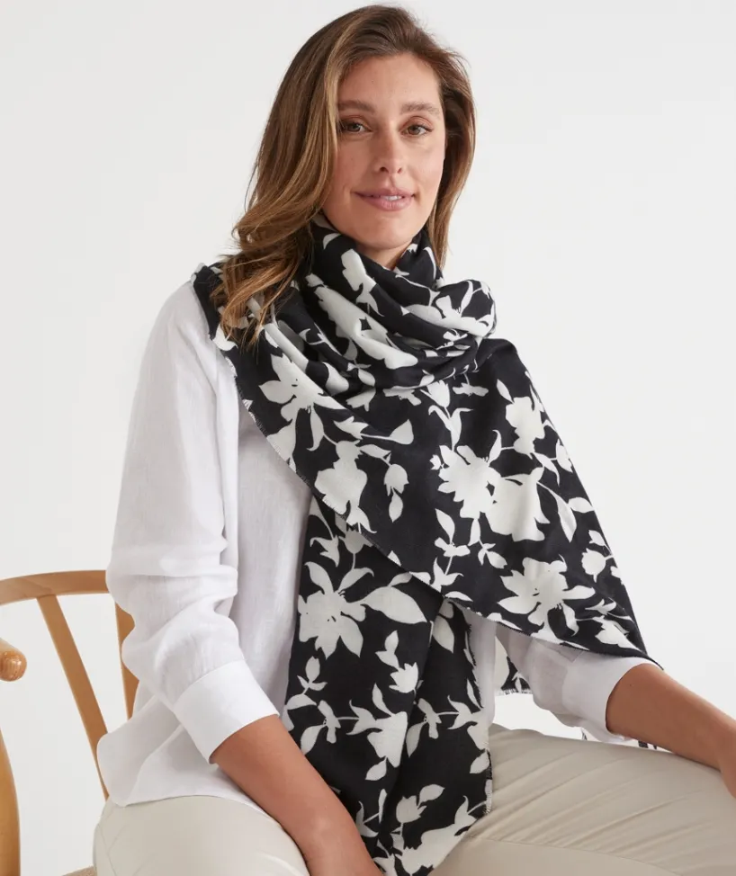 Sussan Scarves>Shadow Floral Scarf - Navy MIDNIGHT