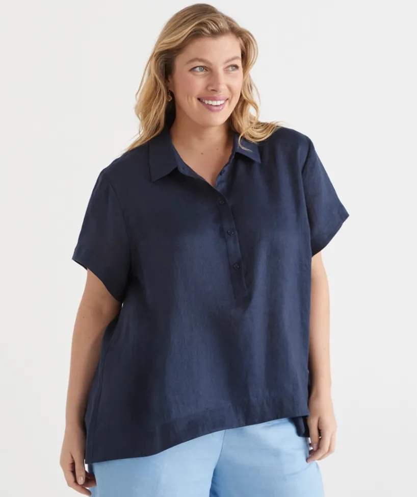 Sussan Tops|Matching Sets>Short Sleeve Button Detail Shirt