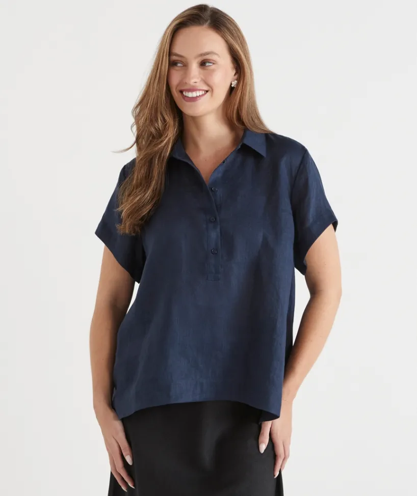 Sussan Tops|Matching Sets>Short Sleeve Button Detail Shirt