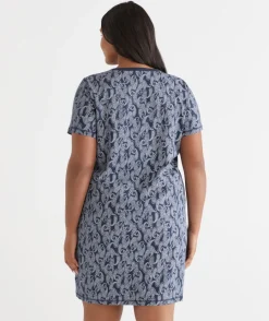 Sussan Nighties|Everyday Icons>Short Sleeve Paisley Placket Nightie