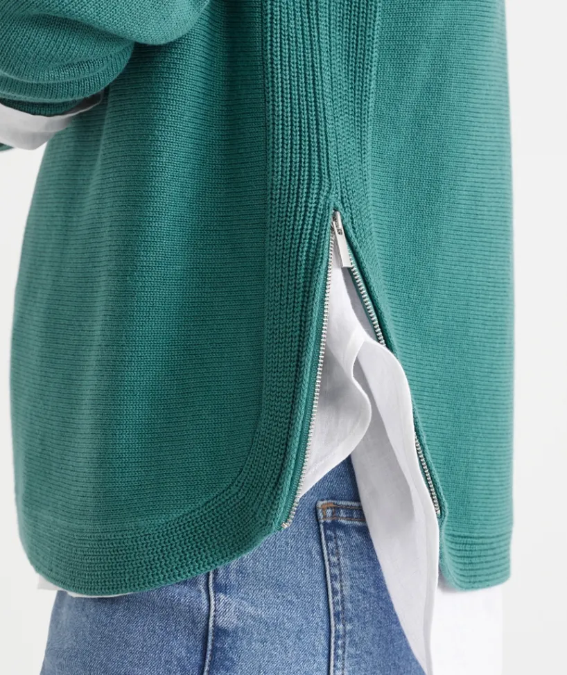 Sussan Tops|Knitwear>Side Zip Crew Neck Jumper