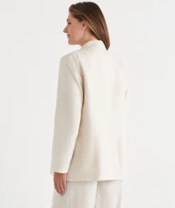Sussan Jackets & Coats|Jackets>Single Breasted Linen Blazer - NATURAL MARLE