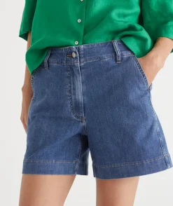 Sussan Shorts|Denim>Slant Pocket Denim Short - MID WASH