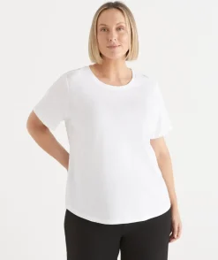 Sussan Tops|T-Shirts>Slub Crew Neck T-Shirt