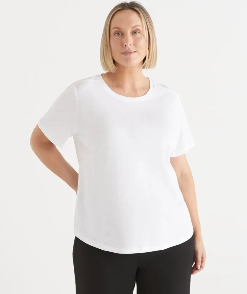 Sussan Tops|T-Shirts>Slub Crew Neck T-Shirt