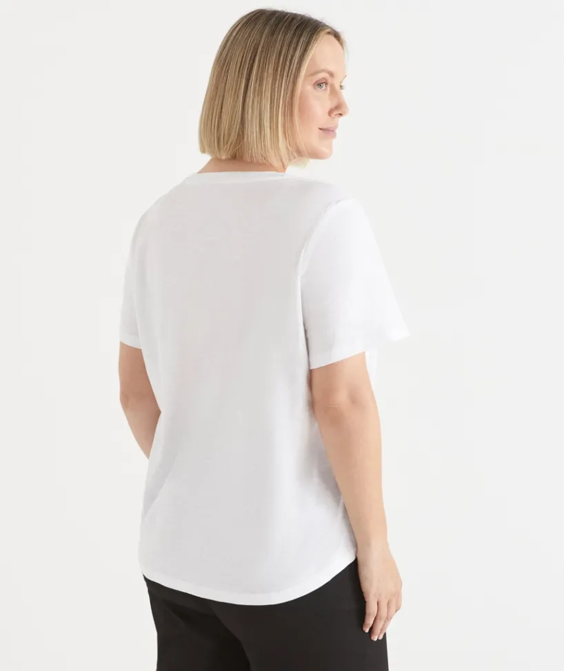 Sussan Tops|T-Shirts>Slub Crew Neck T-Shirt