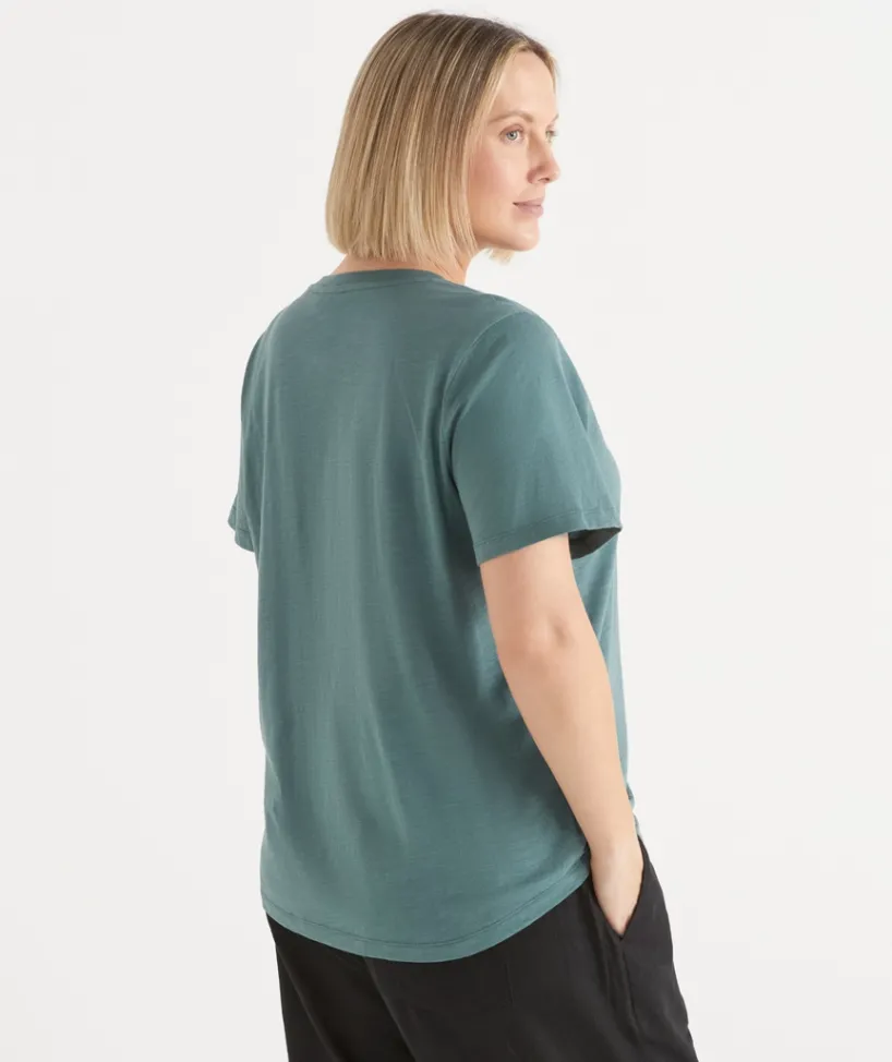 Sussan Tops|T-Shirts>Slub Crew Neck T-Shirt