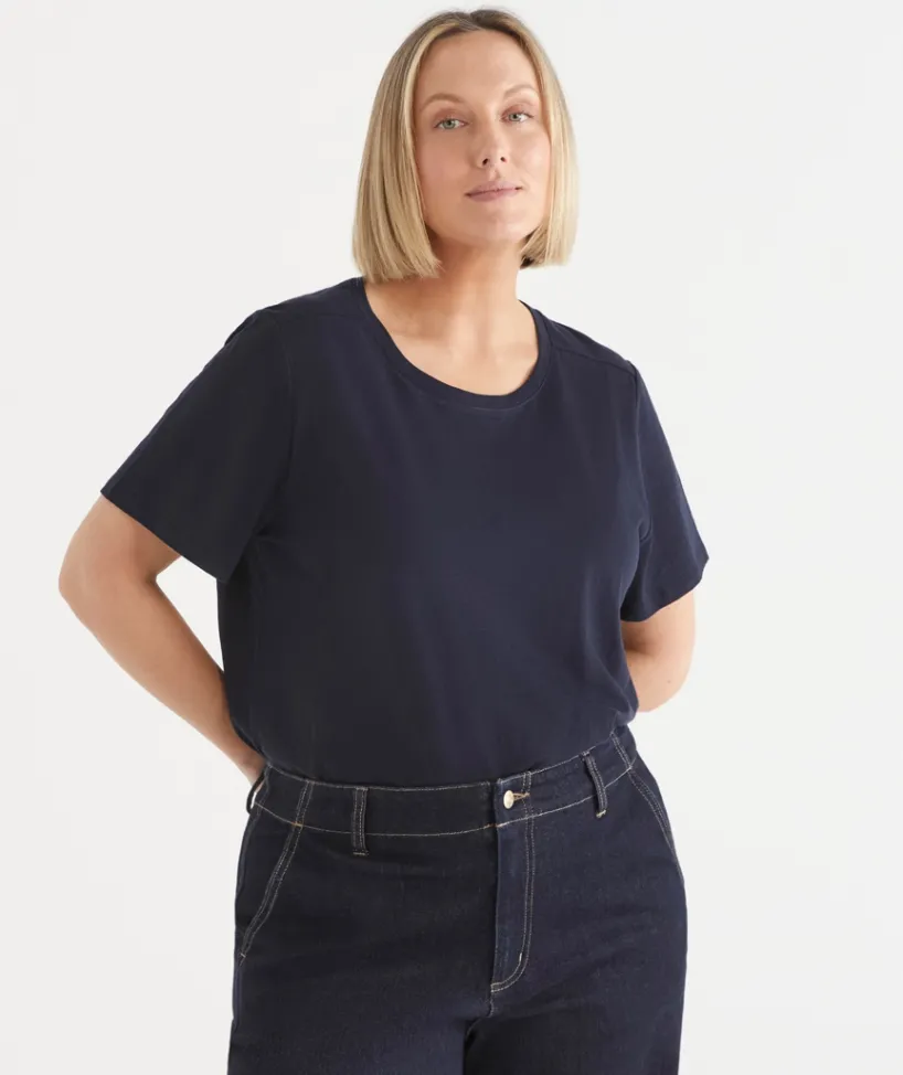 Sussan Tops|T-Shirts>Slub Crew Neck T-Shirt