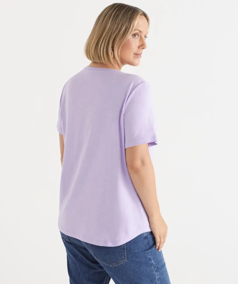Sussan Tops|T-Shirts>Slub Crew Neck T-Shirt