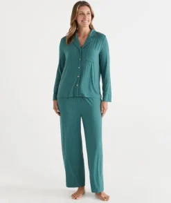 Sussan Pyjama Sets>Soft Rib Pyjama Set OPAL