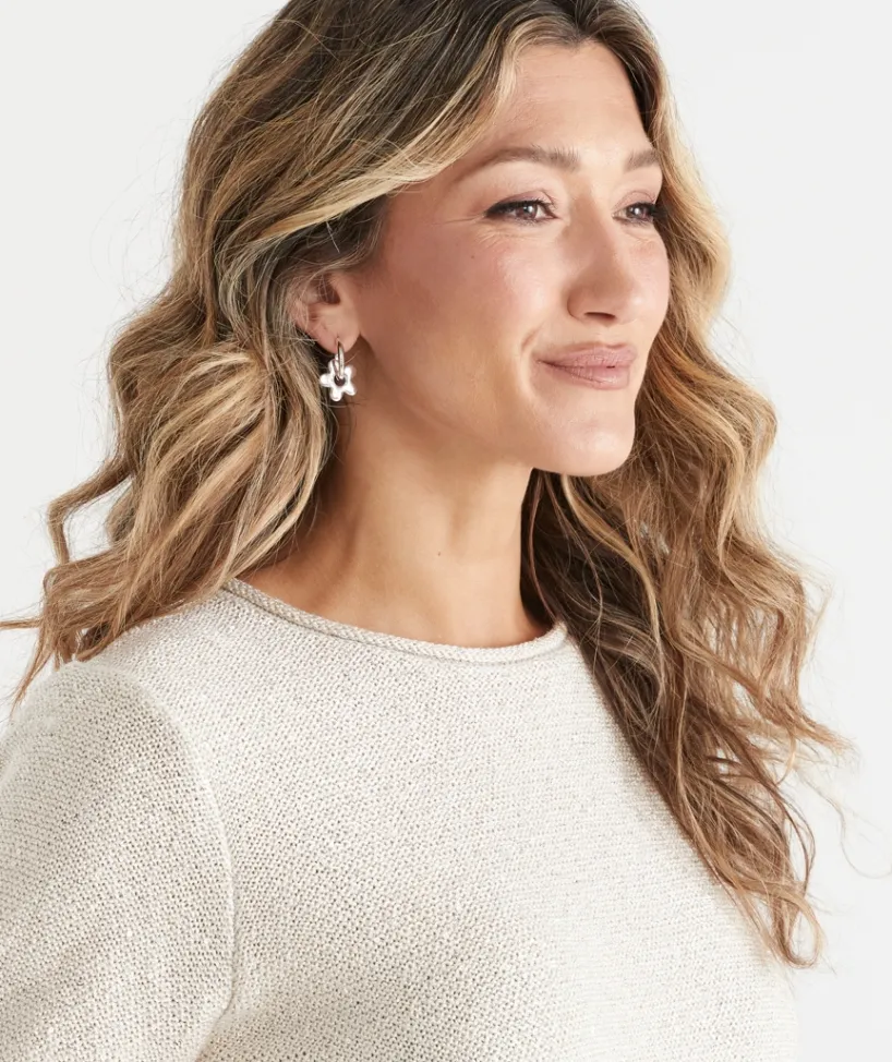 Sussan Jewellery>Sterling Flower Huggie Earring SILVER