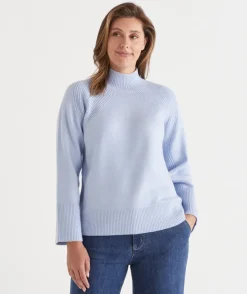 Sussan Tops|Knitwear>Stitch Detail High Neck Jumper
