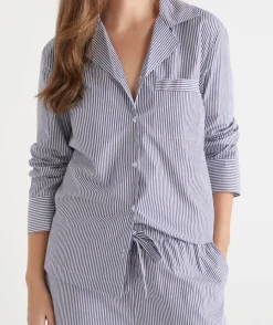 Sussan Pyjama Sets>Stripe Full Length Pyjama Set - NAVY