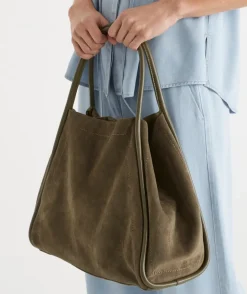 Sussan Bags>Summer Faux Suede Tote Bag - KHAKI