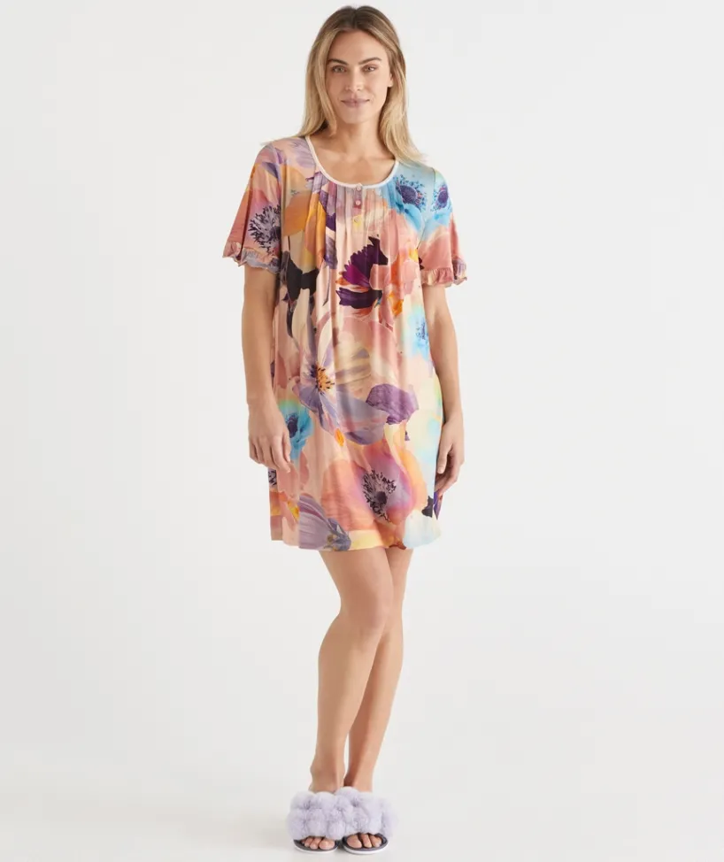Sussan Nighties>Sunkissed Floral Short Sleeve Nightie MULTI