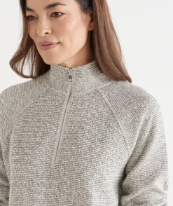 Sussan Tops|Loungewear>Textured Quarter-Zip Top