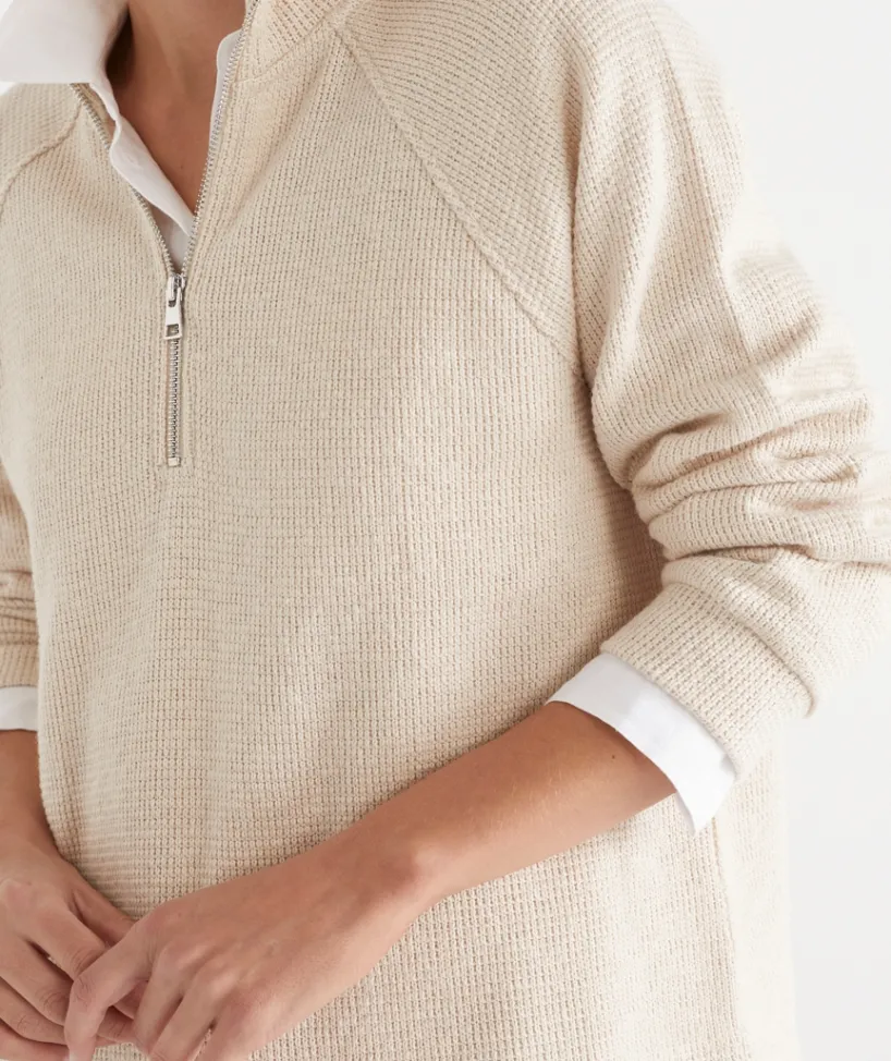 Sussan Tops|Loungewear>Textured Quarter-Zip Top