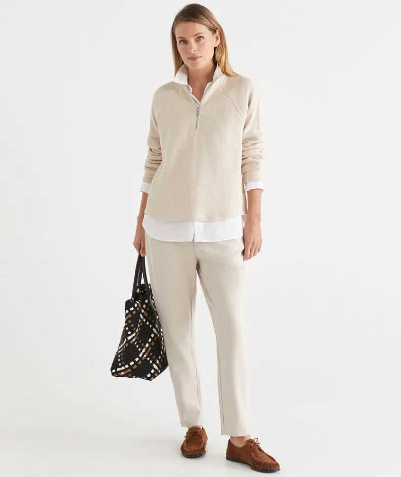 Sussan Tops|Loungewear>Textured Quarter-Zip Top