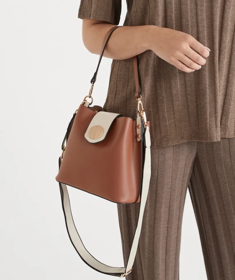 Sussan Bags>Top Handle Bucket Bag - TAN