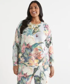 Sussan Women's Pyjama Tops>Tropical Paradise Brushed Pyjama Top MULTI