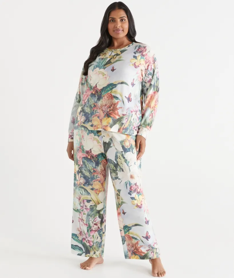 Sussan Women's Pyjama Tops>Tropical Paradise Brushed Pyjama Top MULTI
