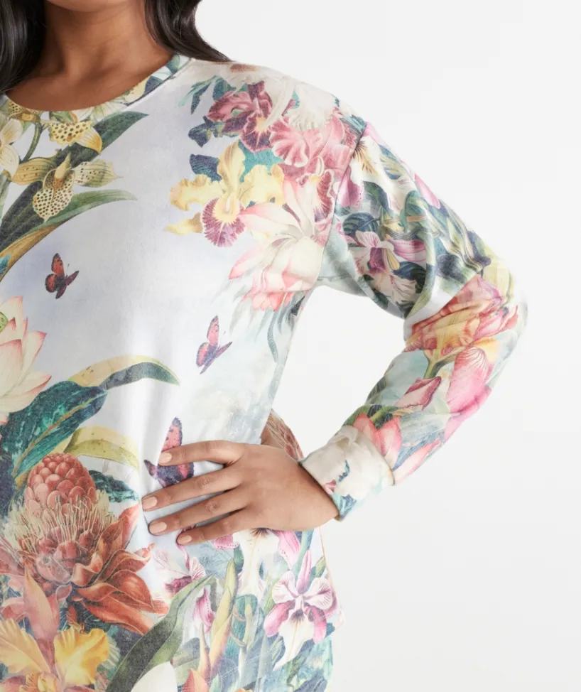 Sussan Women's Pyjama Tops>Tropical Paradise Brushed Pyjama Top MULTI