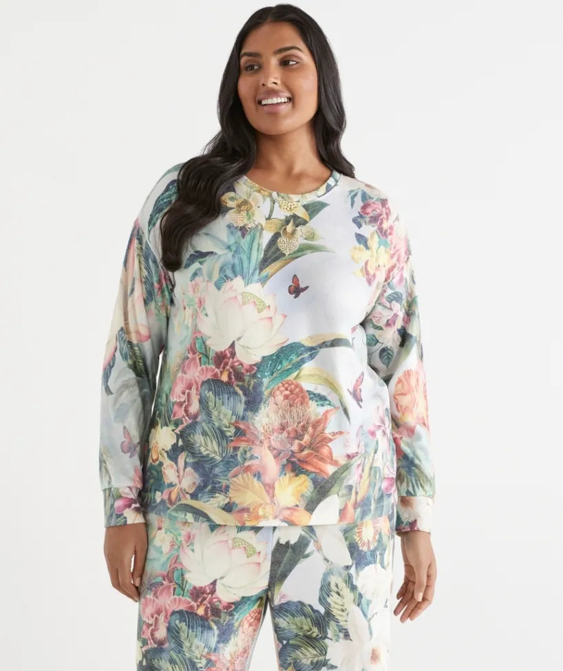 Sussan Women's Pyjama Tops>Tropical Paradise Brushed Pyjama Top MULTI