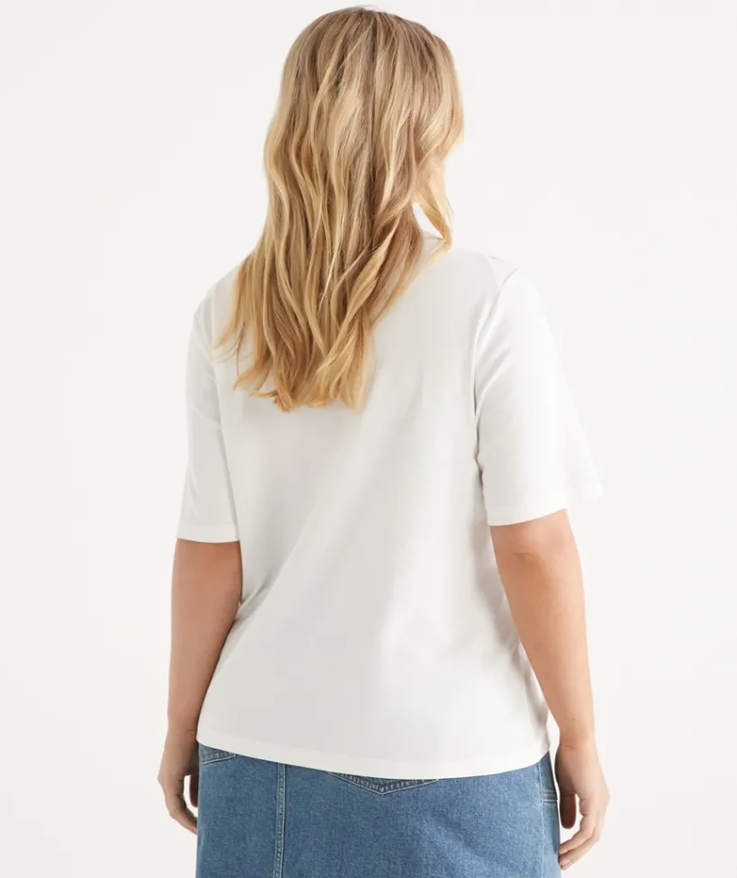 Sussan Tops|T-Shirts>Twist Detail Short Sleeve Tee WHITE