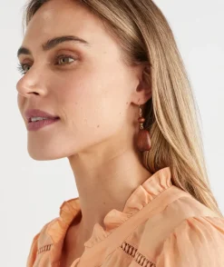 Sussan Jewellery>Two-Tier Wooden Earring NATURAL