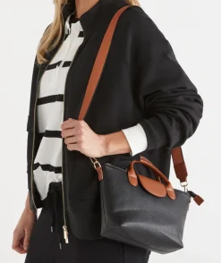 Sussan Bags>Two-Tone Faux Leather Tote Bag - BLACK