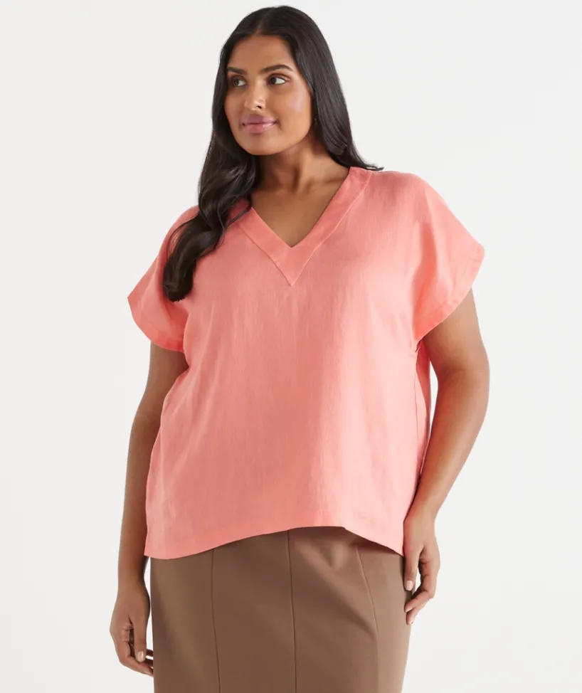 Sussan Tops|T-Shirts>V Neck Panel Detail Top