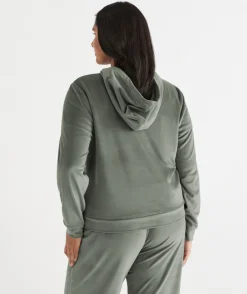 Sussan Loungewear|Loungewear>Velour Quarter-Zip Jumper - Light KHAKI