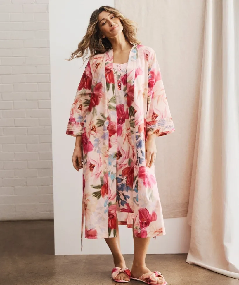 Sussan Dressing Gowns>Vintage Floral Robe - PINK