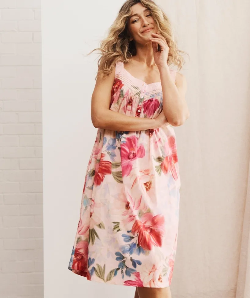 Sussan Nighties>Vintage Floral Sleeveless Nightie - PINK