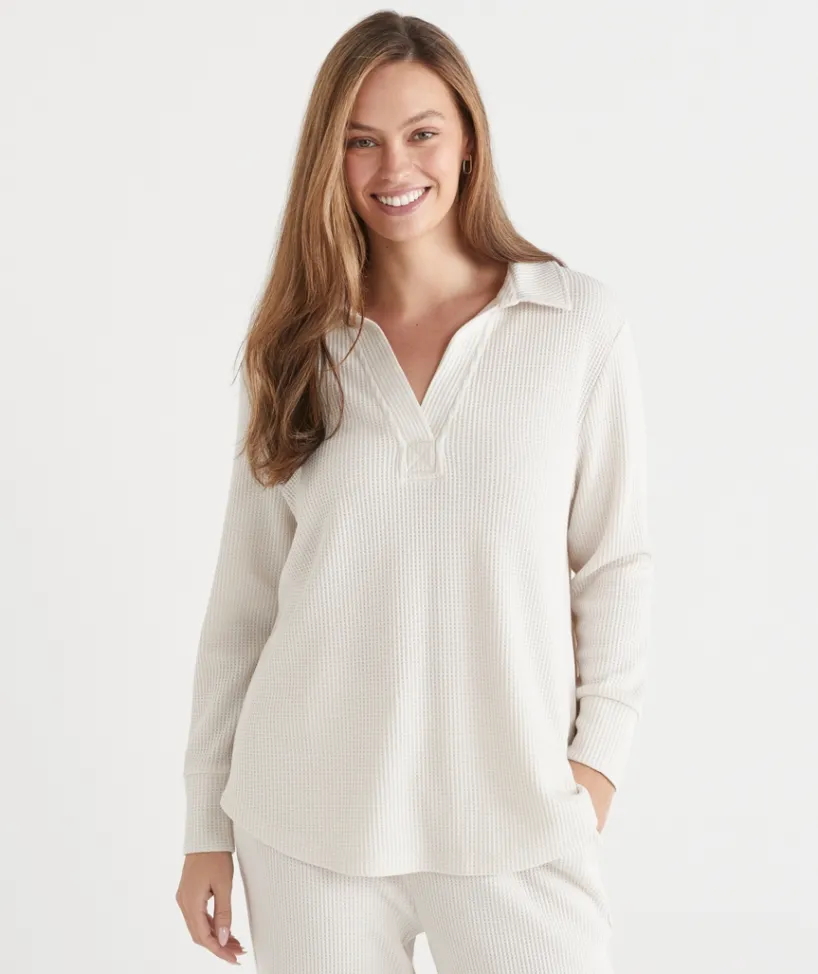Sussan Matching Sets|Loungewear>Waffle Long Sleeve Lounge Top