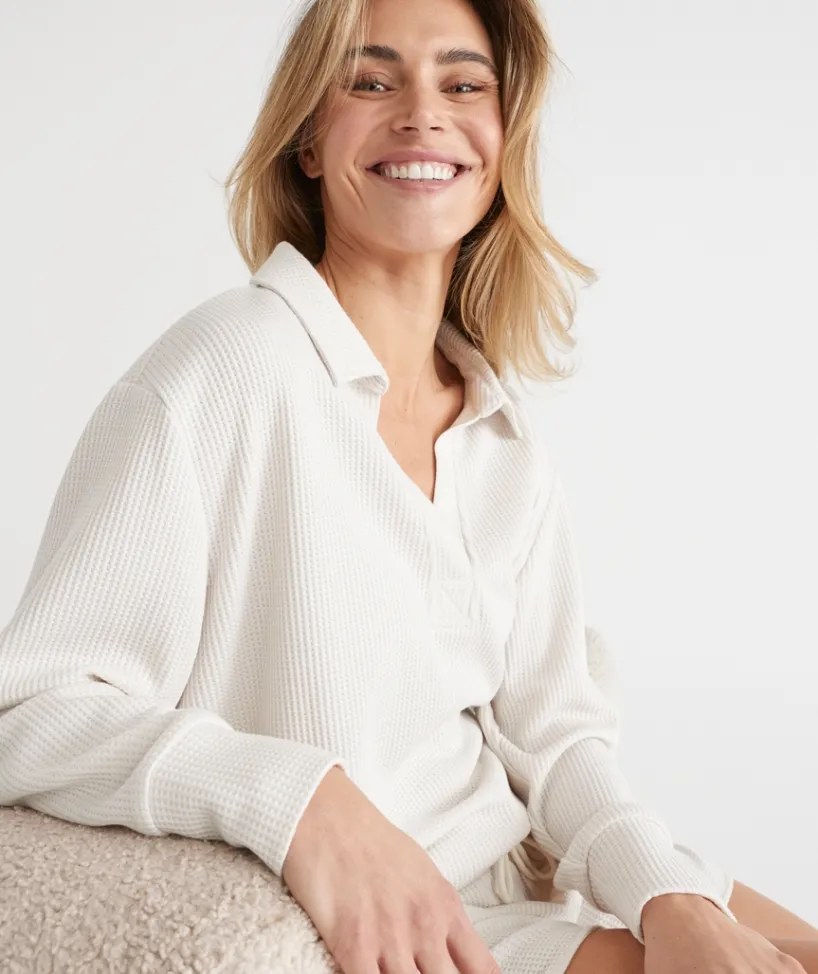 Sussan Matching Sets|Loungewear>Waffle Long Sleeve Lounge Top