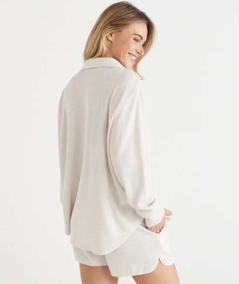 Sussan Matching Sets|Loungewear>Waffle Long Sleeve Lounge Top