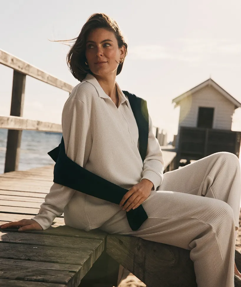 Sussan Matching Sets|Loungewear>Waffle Long Sleeve Lounge Top