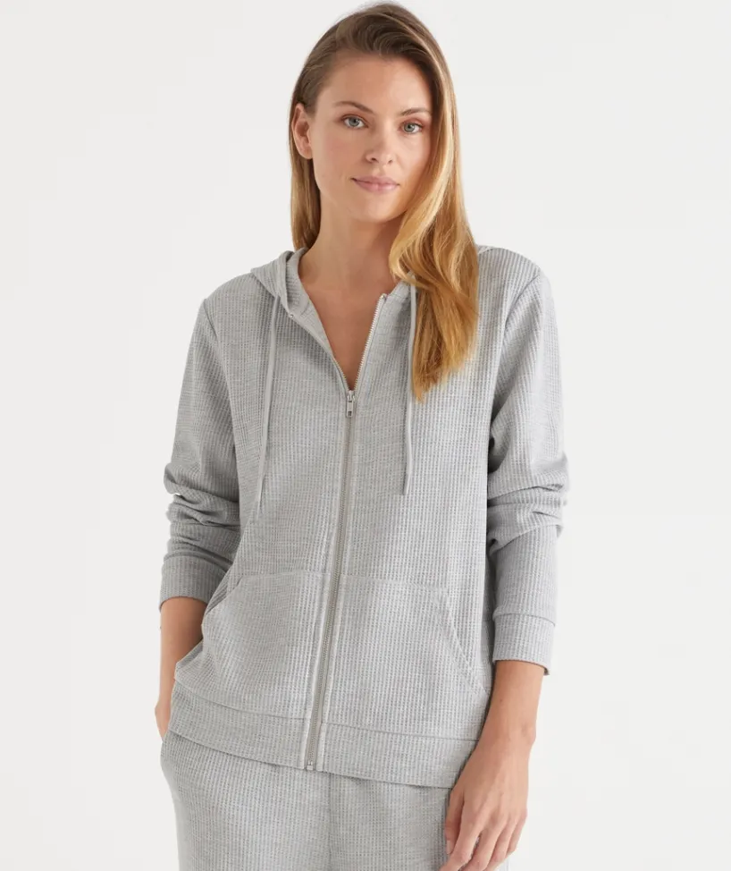 Sussan Loungewear|Jumpers>Waffle Zip Through Lounge Hooded Top