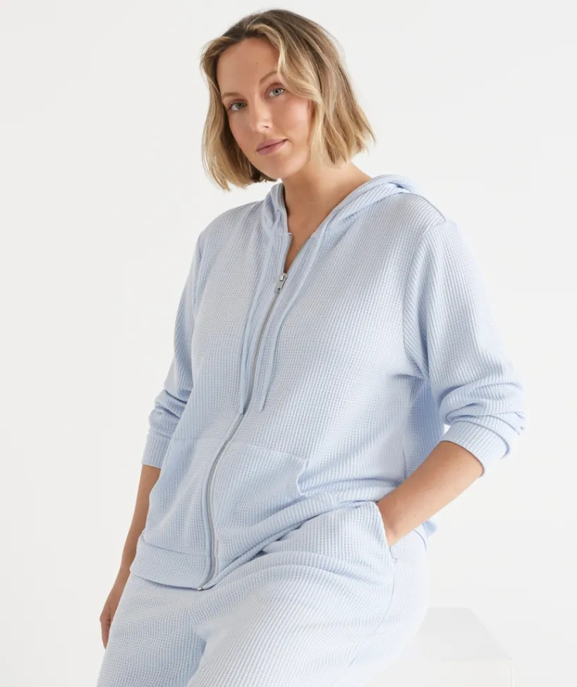 Sussan Loungewear|Jumpers>Waffle Zip Through Lounge Hooded Top