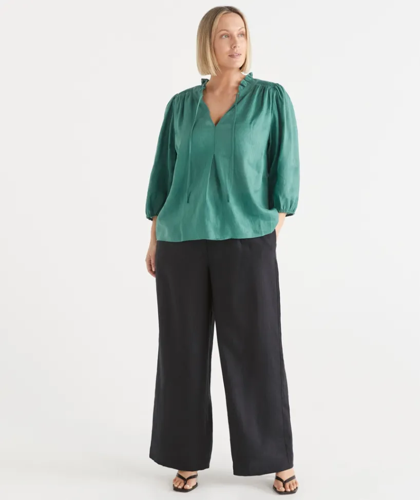 Sussan Matching Sets|Pants>Wide Leg Tailored Linen Pant