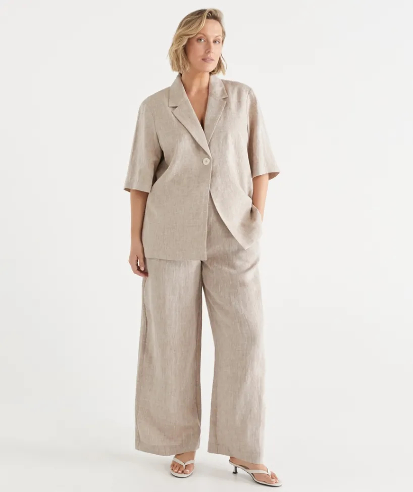 Sussan Matching Sets|Pants>Wide Leg Tailored Linen Pant