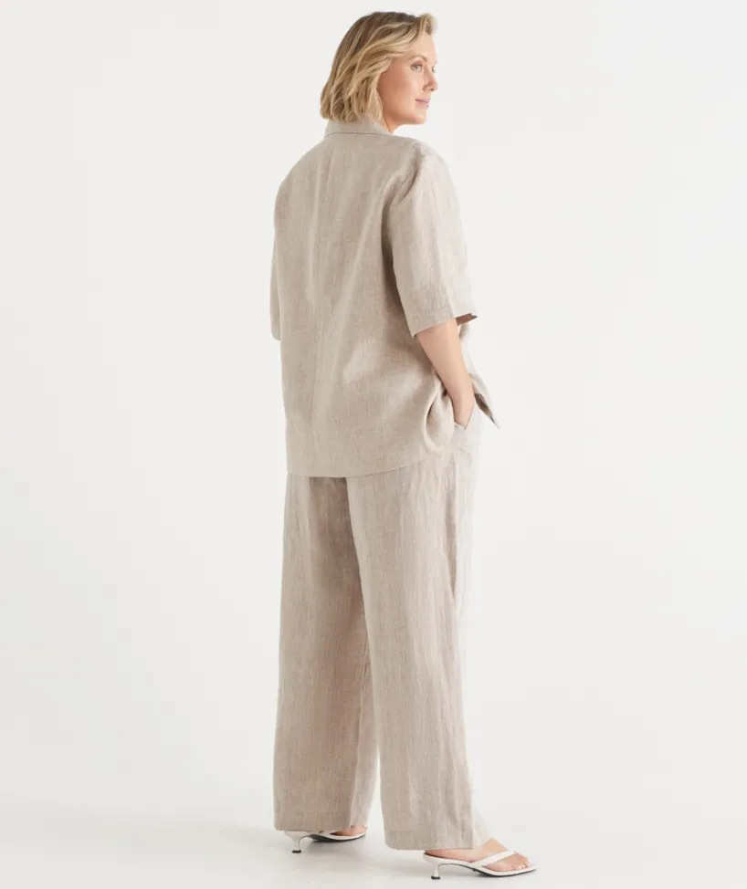 Sussan Matching Sets|Pants>Wide Leg Tailored Linen Pant